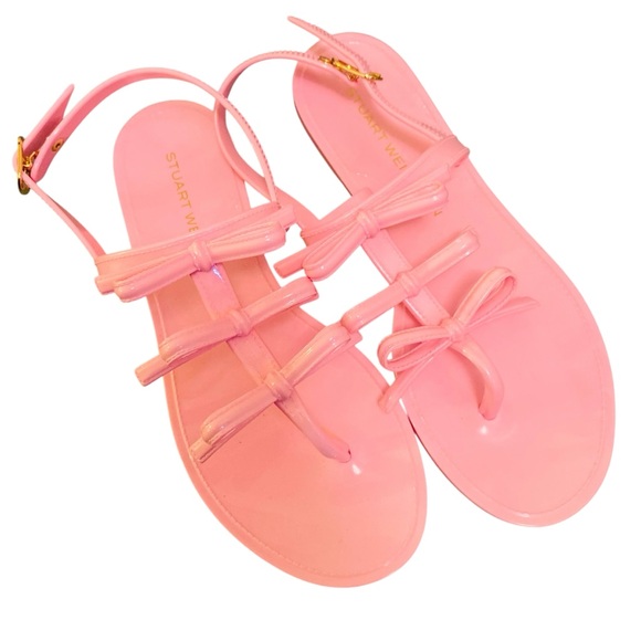 Stuart Weitzman Felicity Bow Jelly Sandals In Pink Size 38.5 / 8 - Picture 8 of 11